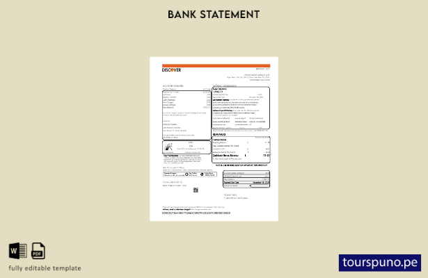 listo para imprimir plantilla de Excel de extracto bancario de USA Discover